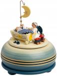 Spieldose "Gute Nacht" blau, Melodie Lalelu... / 18er Spielwerk, 15 cm 
